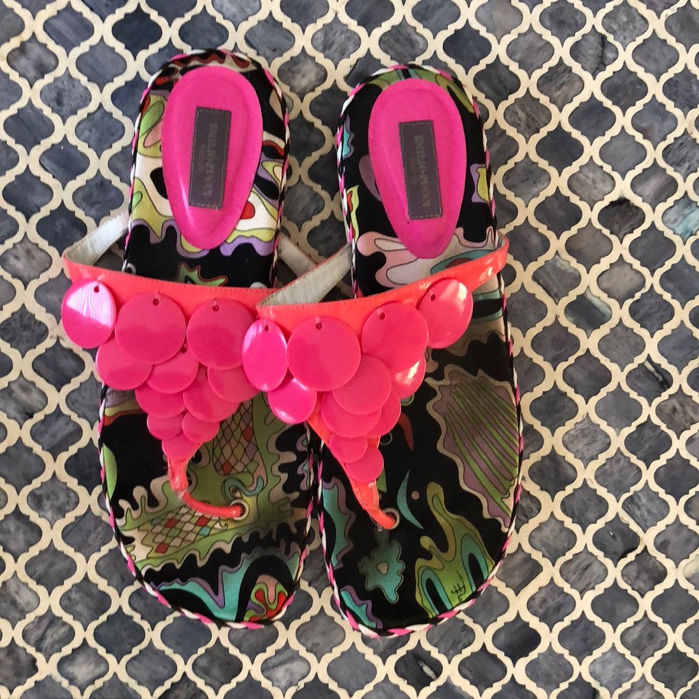 Emilio Pucci Pink and Pattern Sandals